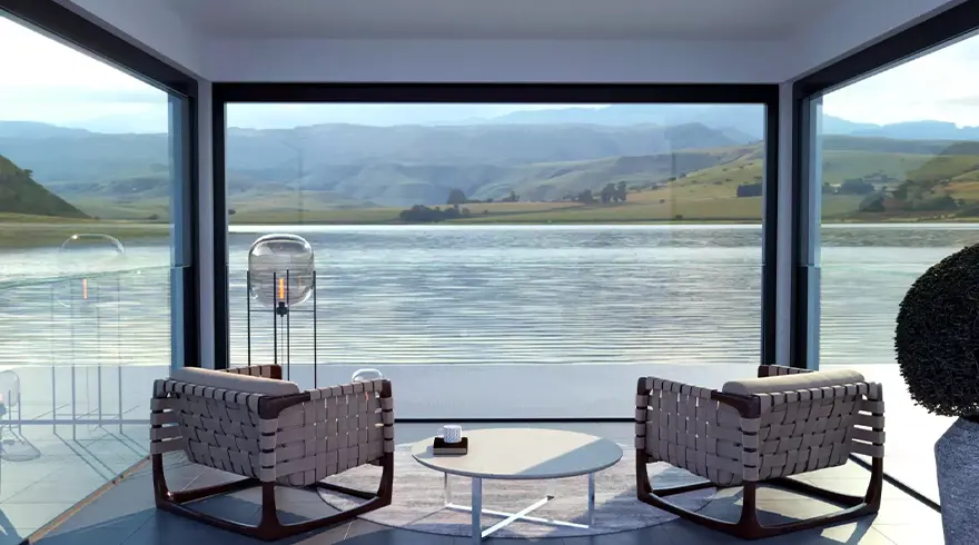 Albert Genau Tamamen Cam Giyotin Cam Sistemi Vertiflex All Glass